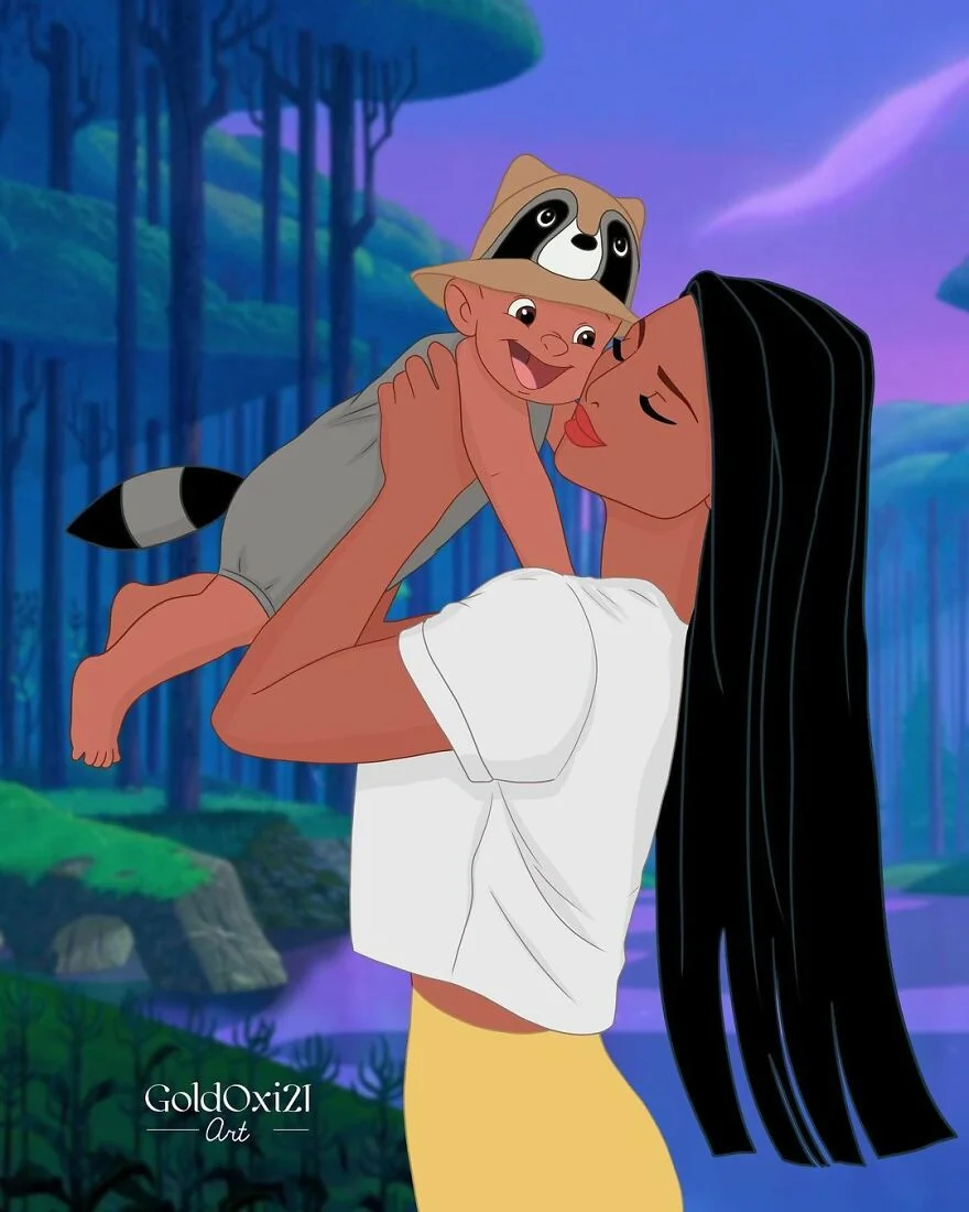 Российская художница изобразила принцесс Disney в виде мам с детьми - фото 2