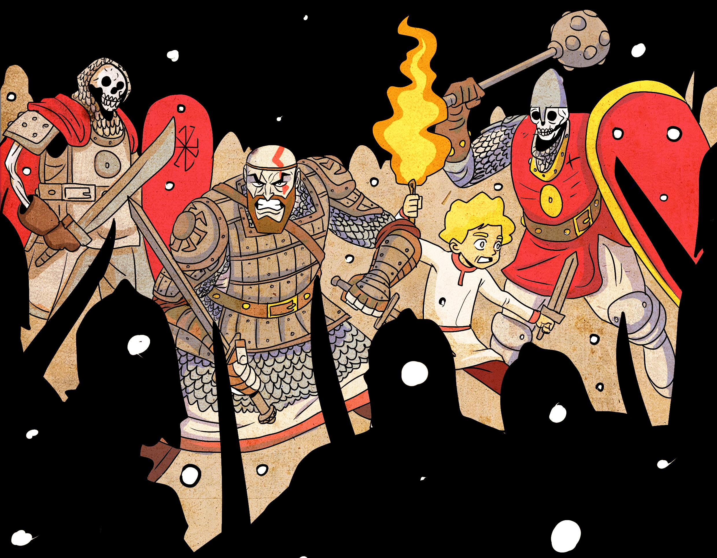 В новой God of War Кратос снова обрушивает свой гнев на богов и мифических существ — теперь из скандинавской мифологии. Но если в Греции он натурально сходил с ума и растворялся в собственной жажде мести, то теперь бог войны просто хочет защитить свою семью — необычная и свежая трансформация знакомого образа. Но давайте пойдем еще дальше и представим, как выглядел бы и чем занимался Кратос, окажись он в мире славянского язычества. И поможет нам в этом художник Валентин Поткин.