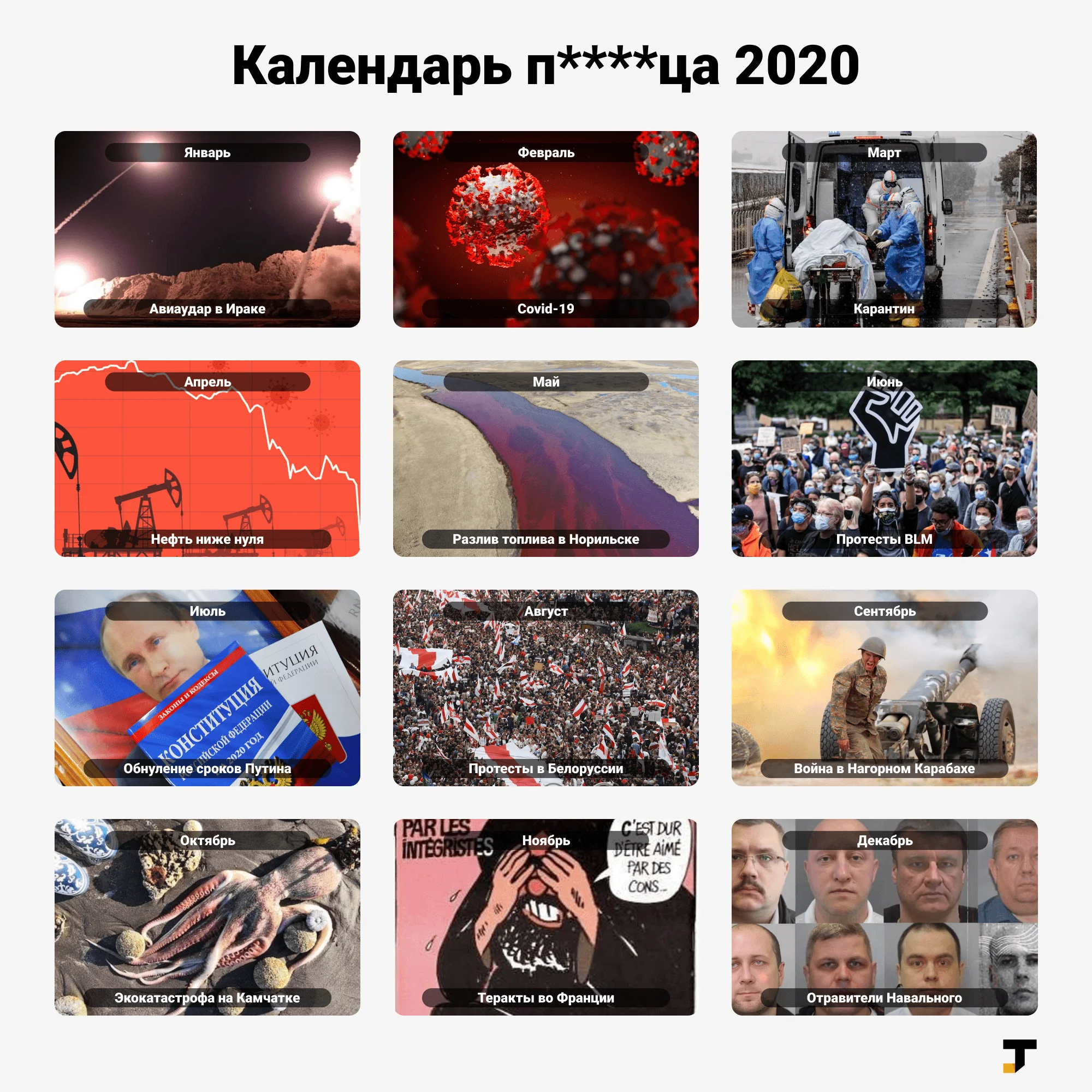 «Календарь п****ца 2020»: главные события каждого месяца в одной картинке - фото 1