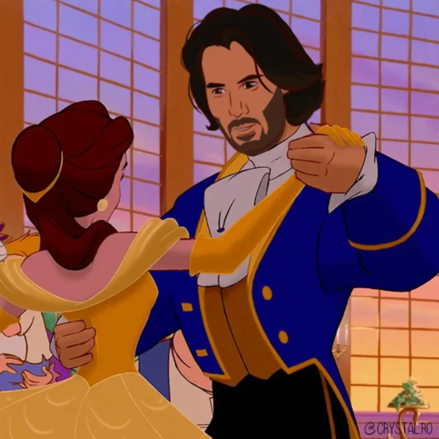Киану Ривза нарисовали в образах Аладдина, Чудовища и других принцев из мультфильмов Disney  - фото 10