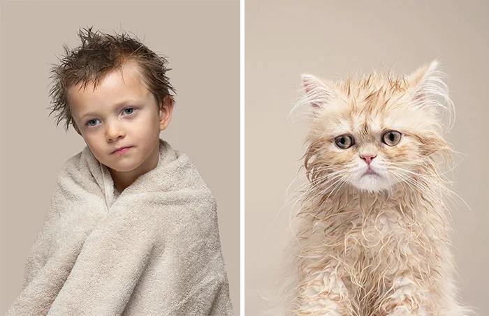 Фотограф делает снимки людей и котов, которые выглядят как двойники - фото 12