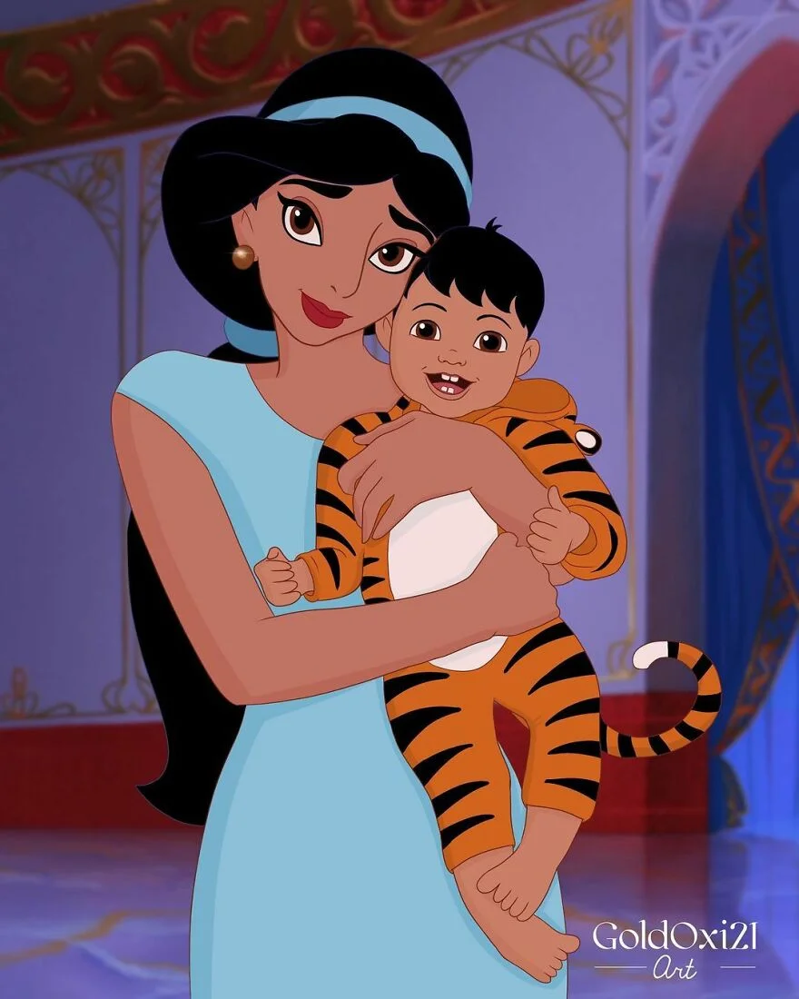 Российская художница изобразила принцесс Disney в виде мам с детьми - фото 7