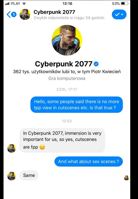 Разработчики Cyberpunk 2077 убрали из игры сцены секса от третьего лица
