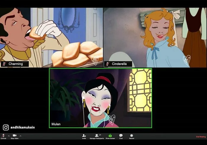 Художник отправил принцесс Disney в 2020 год. Они пьют и смотрят Netflix - фото 7