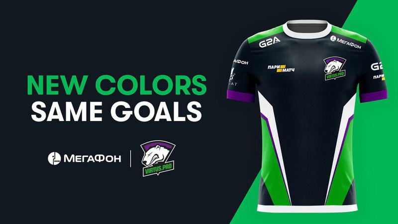 Были черно-оранжевыми, а стали фиолетово-зелеными. Virtus.pro изменила цвета формы и логотипа - изображение 1 Были черно-оранжевыми, а стали фиолетово-зелеными. Virtus.pro изменила цвета формы и логотипа - фото 1