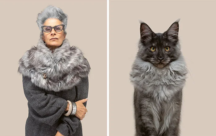 Фотограф делает снимки людей и котов, которые выглядят как двойники - фото 8