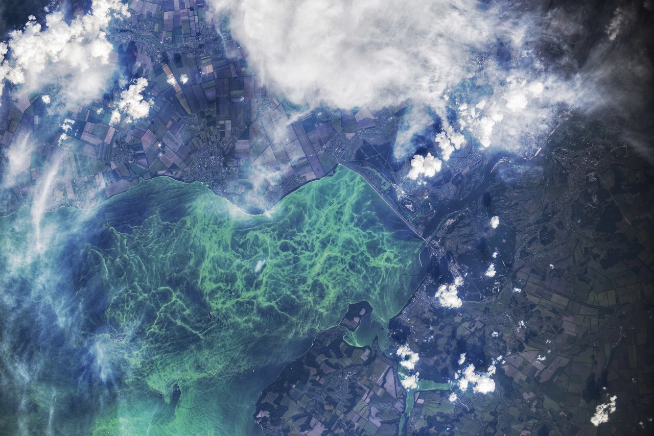 Кременчугское водохранилище. Днепр, Украина.