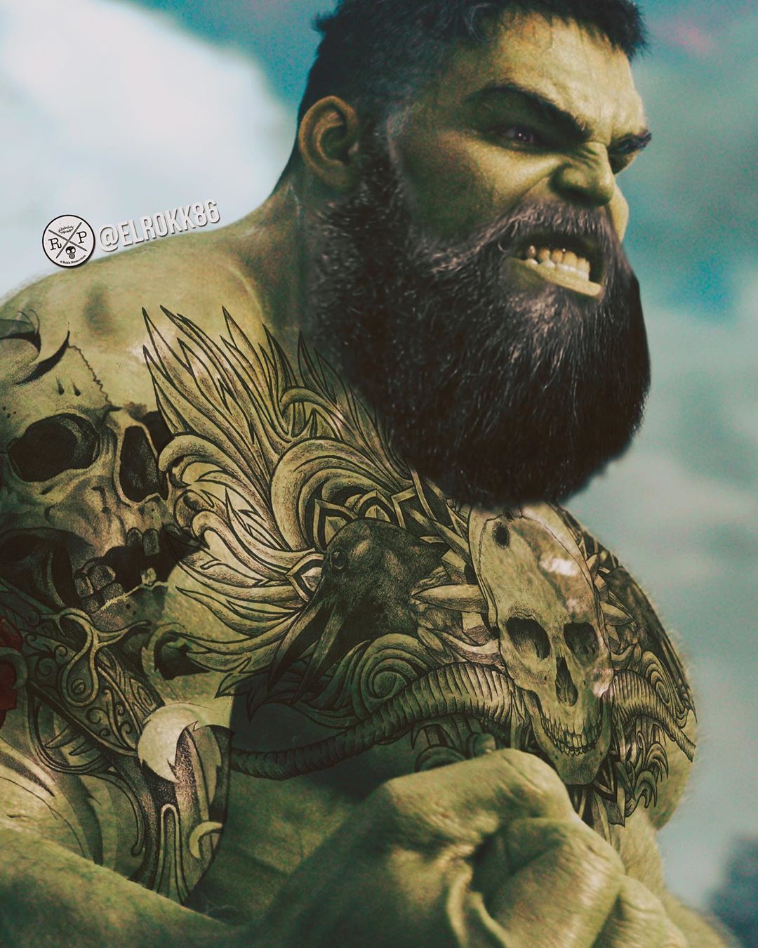 Дизайнер добавляет принцессам Disney татуировки, а супергероям еще и бороды - фото 9