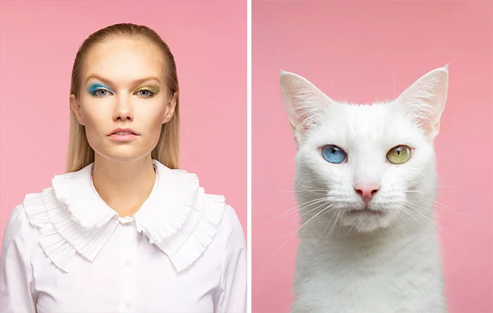 Фотограф делает снимки людей и котов, которые выглядят как двойники - фото 10