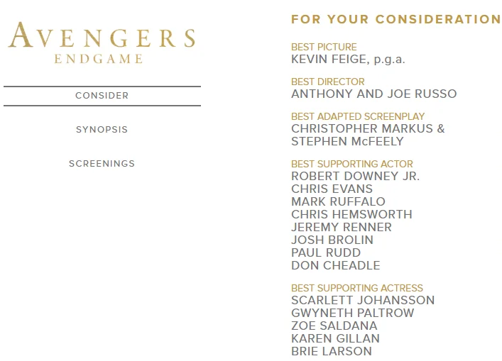 Disney выдвинула 13 актеров из «Мстителей: Финал» на «Оскар» - фото 1