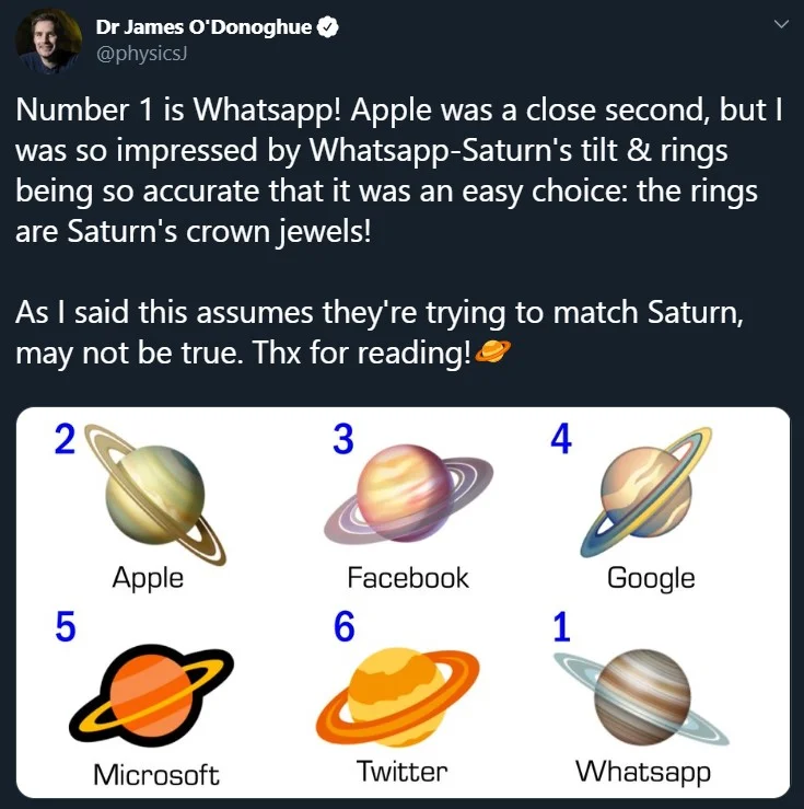 Эмодзи Сатурна нарисованы с ошибками. Вопрос изучил ученый-планетолог - фото 7
