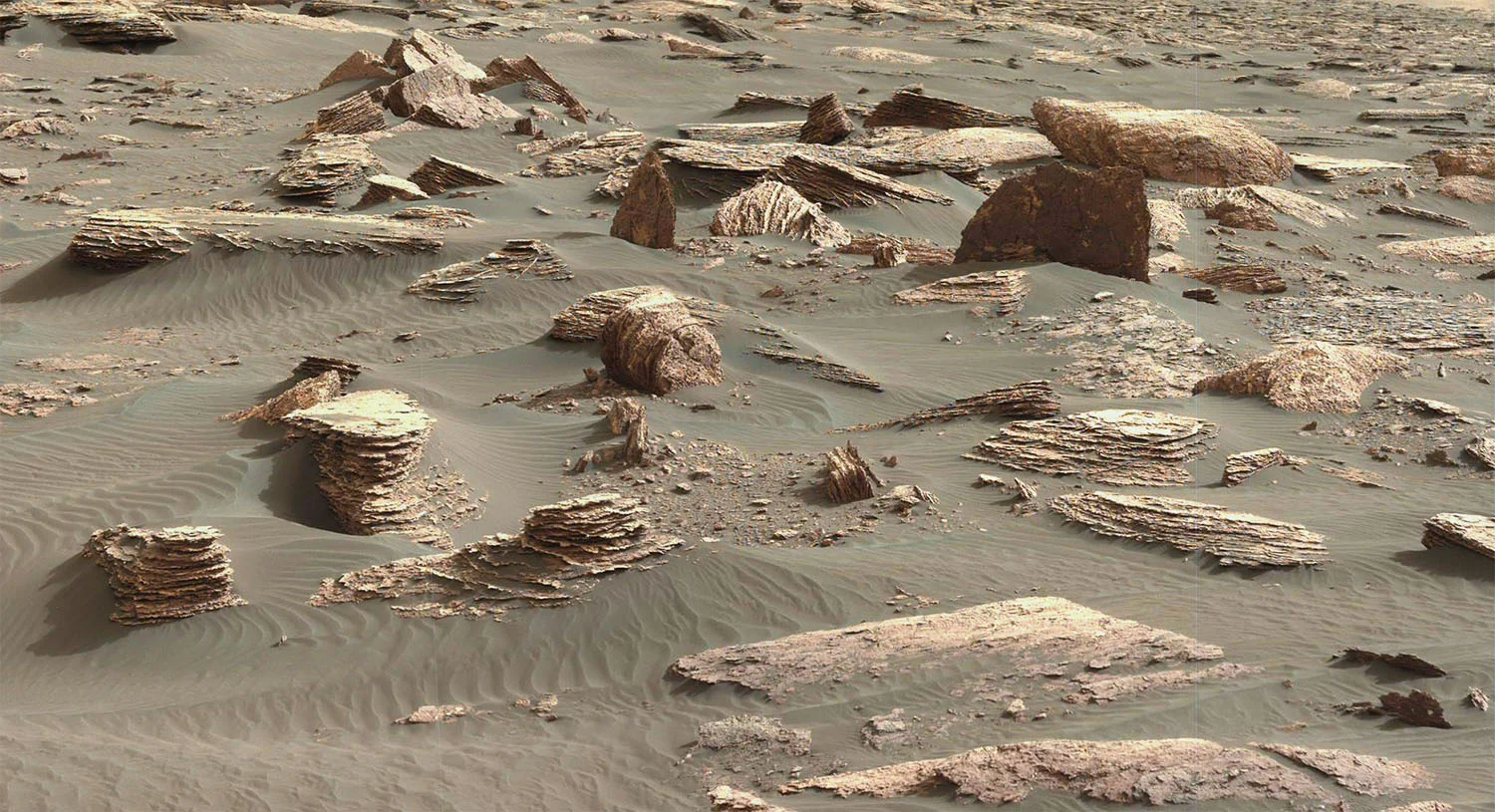 Марсианские камни. Похожи на земной известняк