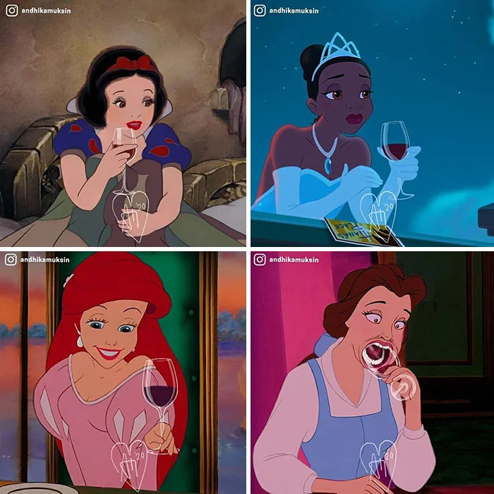 Художник отправил принцесс Disney в 2020 год. Они пьют и смотрят Netflix - фото 2