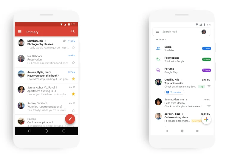 Google обновила дизайн почтового клиента Gmail на Android и iOS - фото 2
