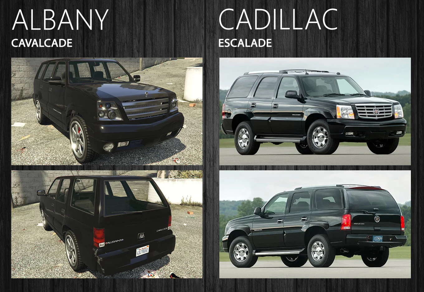 А вот вполне себе серийный [Cadillac Escalade](https://ru.motor1.com/news/279549/cadillac-dobavil-escalade-sportivnyj-variant/) в игровом мире появился сразу в нескольких поколениях — все как в жизни.