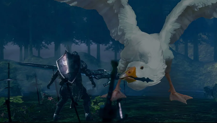 Моддер превратил гуся из Untitled Goose Game в гигантского босса в Dark Souls 3 - фото 1
