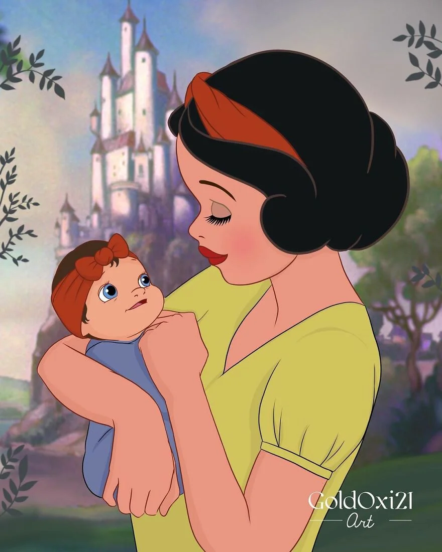 Российская художница изобразила принцесс Disney в виде мам с детьми - фото 6
