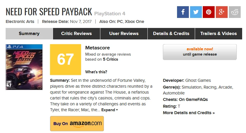 Ну что, погнали? Опубликованы первые оценки критиков Need for Speed: Payback - фото 2