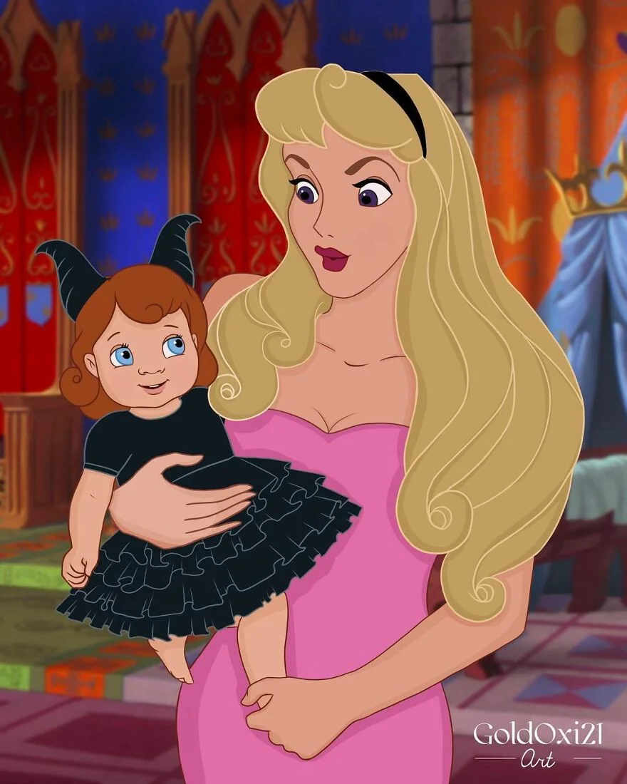 Российская художница изобразила принцесс Disney в виде мам с детьми - фото 9