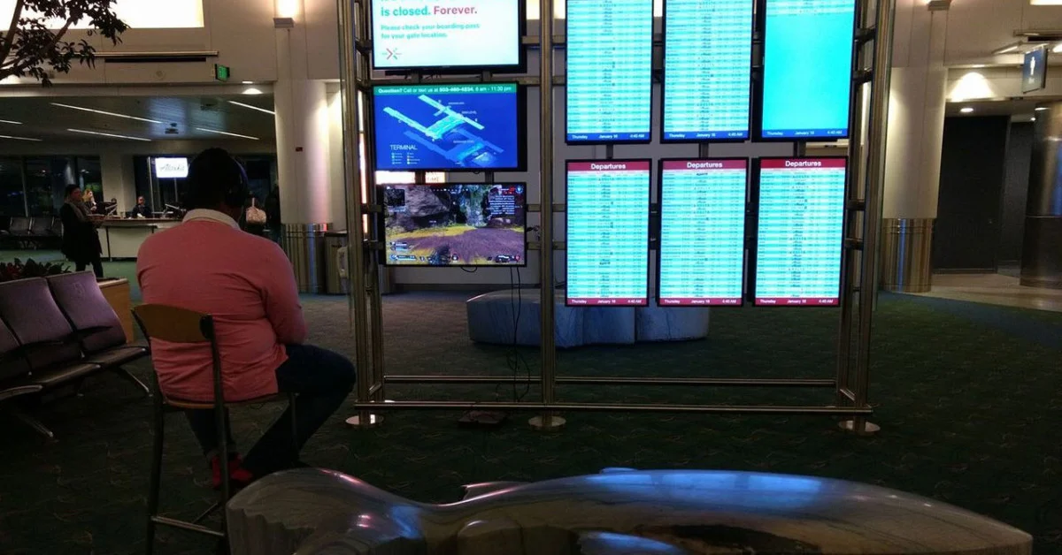 Скучающий геймер подключил к монитору в аэропорту Портленда PS4 и стал играть в Apex Legends - фото 1