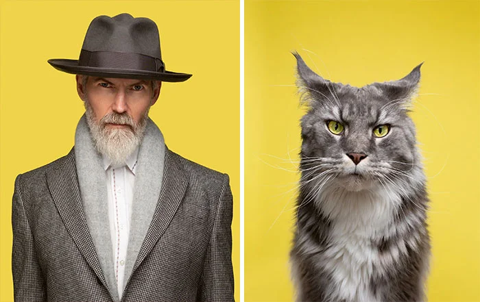 Фотограф делает снимки людей и котов, которые выглядят как двойники - фото 9