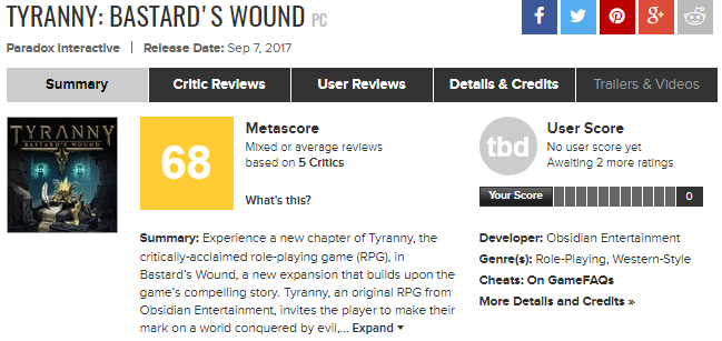 Тирания продолжается. Что критики думают про Tyranny: Bastardʼs Wound - фото 2