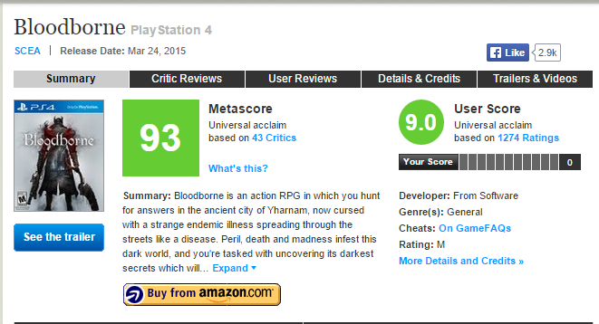 Bloodborne (93) - плюсы и минусы отмеченные журналистами, а также оценки Metacritic . - Изображение 1 Bloodborne (93) - плюсы и минусы отмеченные журналистами, а также оценки Metacritic . - Изображение 1