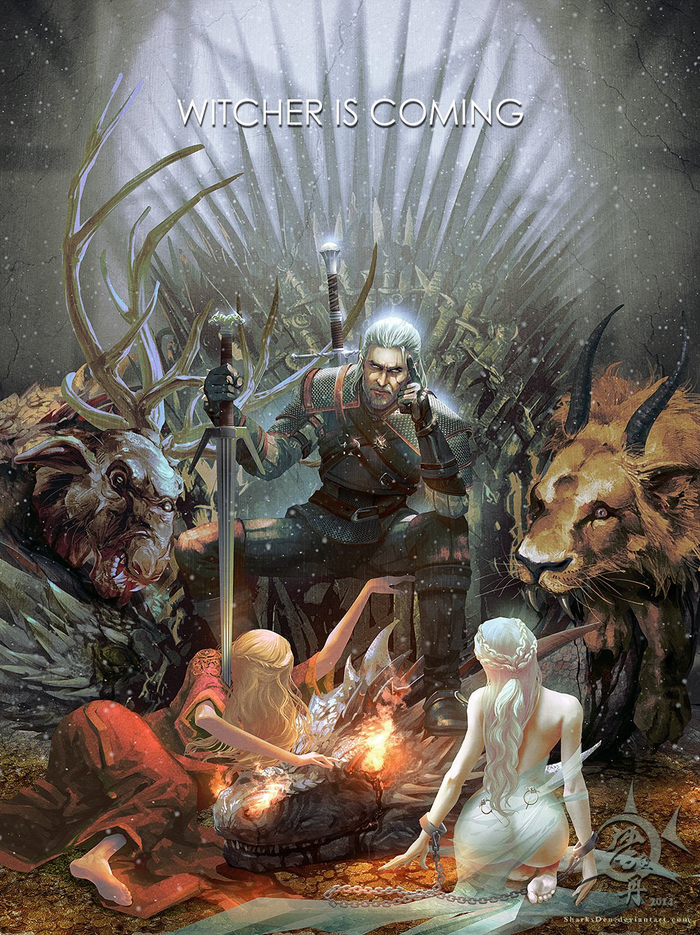 Witcher is coming, китайский художник на польскую игру с намёком на американский сериал. - Изображение 1 Witcher is coming, китайский художник на польскую игру с намёком на американский сериал. - Изображение 1